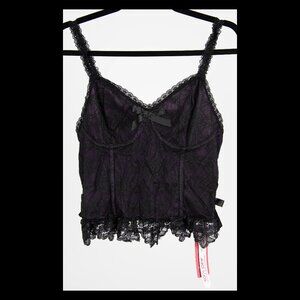 Romwe Purple Black Lace Spiderweb Wireless Bustier Top Lingerie Sz 1XL NWT